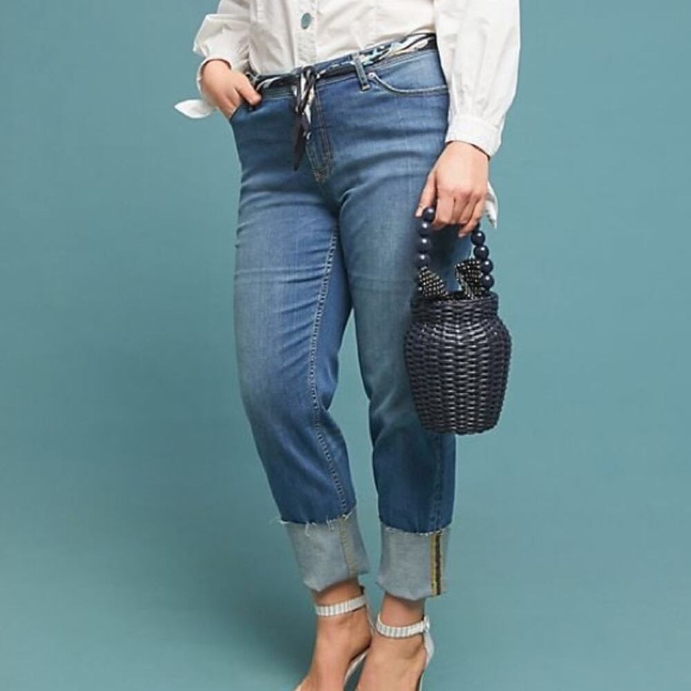Anthropologie Pilcro Letterpress Slim Straight Mid Rise Slouchy Jeans Size 26